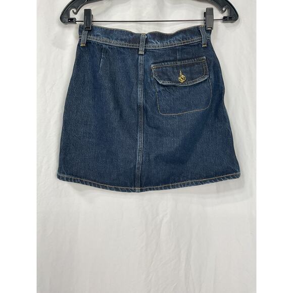 Reformation 'Elia' Blue Cotton Patch Pocket Denim Mini Skirt Size 23 - Picture 3 of 5